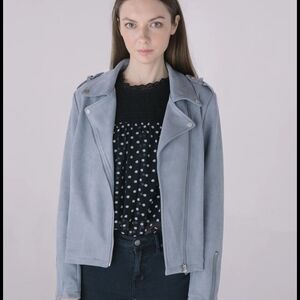 Solitaire Women's Light Gray Leather Jacket